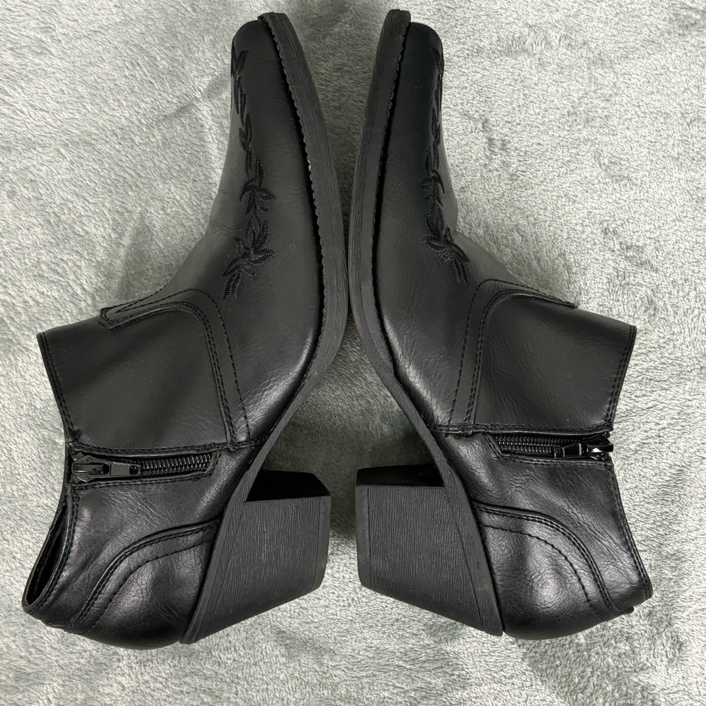 Roper Boots Women Size 7.5 Black Emma Western Pointed Toe Ankle Booties - Picture 8 of 13